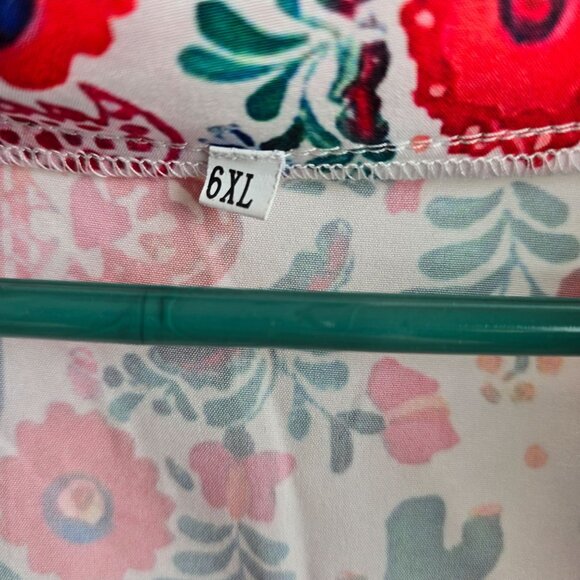 Boho Womens Loose Swing Dress Multicolor Floral Print 6XL Polyester V-Neck Bell - Picture 3 of 7